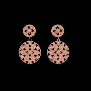 Rounded gold zicron earring