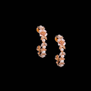 Flowered hoop earring