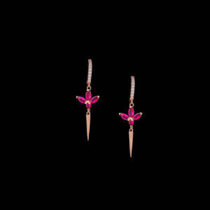 pink Petal Trio Hoop Earrings